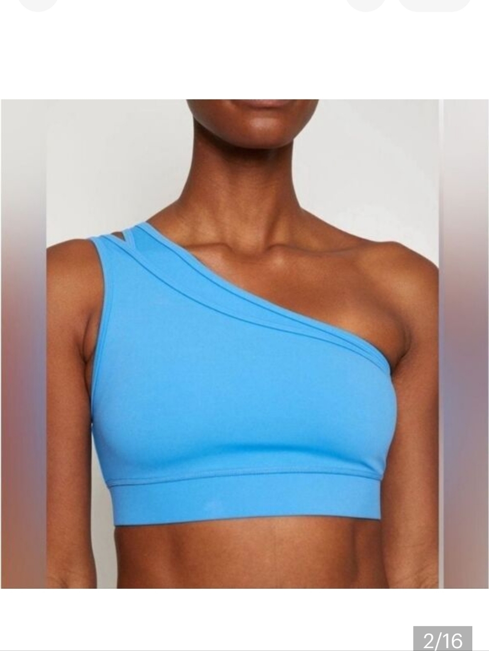 Asymmetric One-Shoulder Sports Bra in Bright Blue